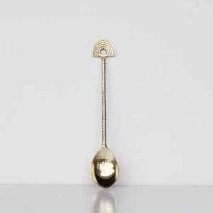 Cuillère à dessert et à thé en laiton doré au design magnifique pour la cuisine, cuillères de dîner de mariage avec manche à motif floral - Product Image 2