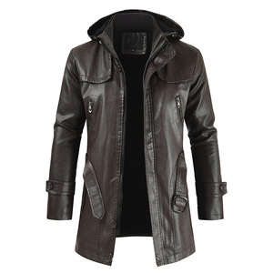 New Style <b>Men's</b> Jacket Manteau <b>Men</b> Plus Size <b>Long</b> <b>Coats</b> Fashion <b>Men's</b> Brown Leather Jackets - Product Image 4