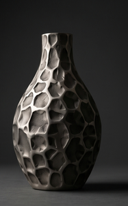 Jarrón Metálico Plateado Contemporáneo, Diseño Orgánico Texturizado Único, Maceta con Forma de Bulbo para Decoración de Interiores de Sala de Estar, Venta al por Mayor - Product Image 2