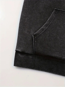 Sudadera con capucha de alta calidad a precio mayorista con efecto acid wash para hombre, de peso pesado, lisa, de corte regular, de lujo. - Product Image 4