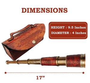 Télescope de poche antique en laiton de style pirate avec étui en cuir, lunette nautique vintage pour marin - Product Image 3