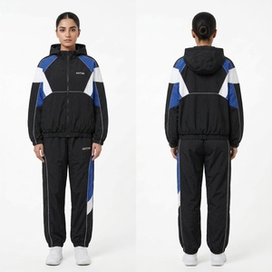 Conjunto Deportivo de Mujer con Bloques de Color, Chaqueta con Cierre Completo y Pantalones, Estilo Deportivo, Ropa de Otoño, Material de Poliéster Transpirable - Product Image 5