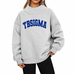 Tau / Beta Sigma <b>Mock</b> <b>Neck</b> Sweatshirt TBSIGMA Greek Sorority <b>Mock</b> <b>Neck</b> Sweatshirt Chenille Embroidery Cotton Fleece Relaxed Fit - Product Image 1