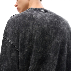 Pull tricoté surdimensionné pour homme, 100% Coton 360g, à épaules tombantes, délavé aux enzymes et à la pierre, uni, avec broderie personnalisée, pour l'hiver - Product Image 5