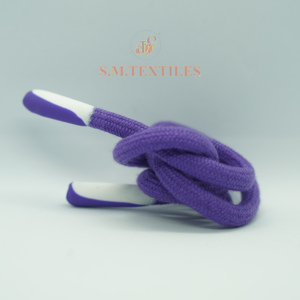 Cordon tressé rond en coton avec embout en silicone, cordon textile pour vêtements, fabricant OEM ODM sur mesure - Product Image 2