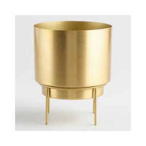 Jardinière en métal chromé texturé design avec trou de drainage - Pot de fleurs décoratif de luxe pour l'intérieur et l'extérieur, pour la maison, le bureau, le jardin - Product Image 4