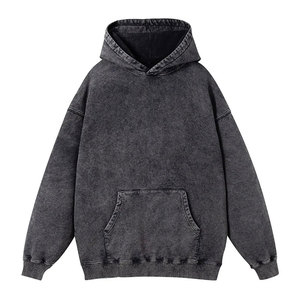 Sweat à capuche délavé à l'acide, coupe décontractée, style streetwear, avec variation de couleur unique, en mélange de coton doux - Product Image 5