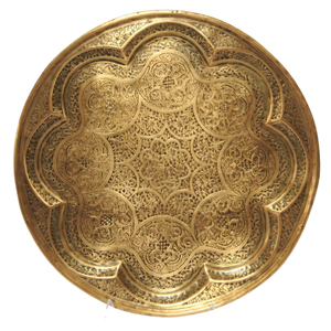 Bandeja de Servir Marroquí de Metal Decorativa con Diseño Atractivo, Forma Ovalada, Hecha a Mano en Marruecos, de Cobre y Latón Antiguo - Product Image 6