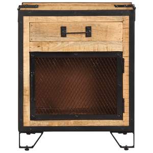 ตู้ข้างเตียงเหล็กไม้มะม่วงเนื้อแข็งสีน้ำตาลและสีดำ - Product Image 4