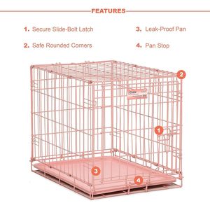 Gabbia per Cani Pieghevole da 24 Pollici Rosa per Razze Piccole 12-20 Libbre con Porta Singola e Pannello Divisorio, Gabbia per Animali Domestici alla Moda - Product Image 3