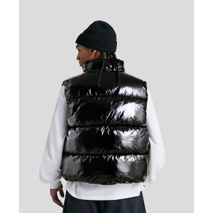 Gilet matelassé d'hiver pour homme avec logo personnalisé, col montant, poches zippées, épais et rembourré, idéal pour l'extérieur - Product Image 4