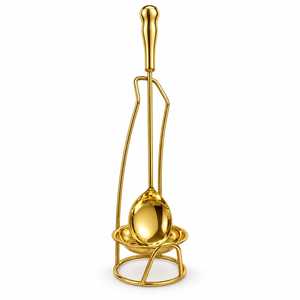 Support vertical pour cuillère à soupe en métal doré, organisateur d'ustensiles, design moderne, compatible lave-vaisselle, accessoire de cuisine pour cuillères à long manche - Product Image 1