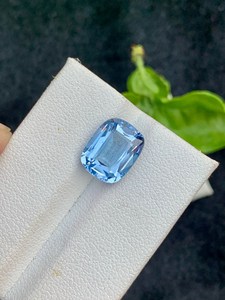 Piedra preciosa natural de aguamarina Santa María, corte cojín, color azul cielo, suelta, para la elaboración de joyería fina. - Product Image 4
