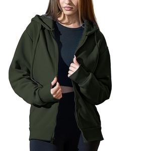 Sudadera con Capucha para Mujer, Diseño Nuevo, 100% Algodón, Manga Larga, Cuello Redondo, Hombros Caídos, Color Sólido, Cómoda, Casual, con Cierre, al Mejor Precio - Product Image 2