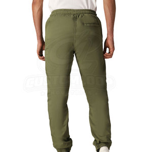 Pantalon de survêtement pour homme vert olive, taille élastique avec cordon de serrage, décontracté, léger, respirant, poches latérales, en polyester tricoté - Product Image 4
