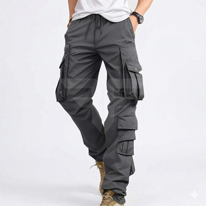 กางเกงคาร์โก้ลำลองผู้ชาย ผ้าฝ้าย 100% ทรงตรง น้ำหนักเบา ใส่ได้ทั้งภายนอกและภายใน เอวสูง แห้งเร็ว ติดกระดุม ใส่ได้ในฤดูหนาว เหมาะสำหรับทำงาน - Product Image 1