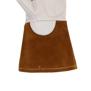 Gants de soudage TIG personnalisés, marron, avec manchette et pouce droit, pour la soudure à l'arc, protection contre les éclaboussures de métal fondu, doublure en coton - Product Image 6
