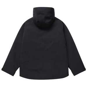 Men's Hooded Waterproof 100% Polyester 240g Jacket Solid Black Full Sleeve Loose Fit Zipper Closure Winter Outdoor Wear Pockets - Product Image 2
