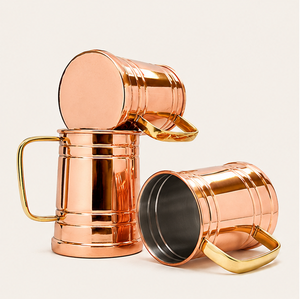 High Quality Pure Solid Copper Moscow Mule Mug Handcrafted Beer Tankard with Brass Handle Food Grade Eco-friendly Drinkware - Product Image 3