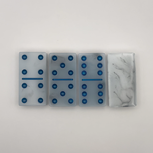 Jeu de dominos en résine, artisanat artistique, coffret cadeau, forme personnalisée, motif marbre blanc, occasion spéciale, objet de collection, jeu de puzzle en résine - Product Image 4