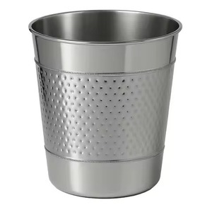 Modern Arrival Cylindrical Metal Paper Basket With Gold Leaf Pattern Decorative Indoor Waste <b>Bin</b> Household Use Trash Can - Product Image 6