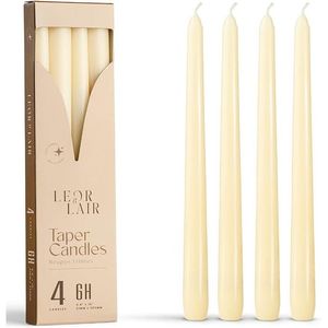 Leor Lair Confezione da 4 Candele Affusolate Avorio da 25 cm, Senza Profumo, per Decorazioni Domestiche e Festività - Product Image 1