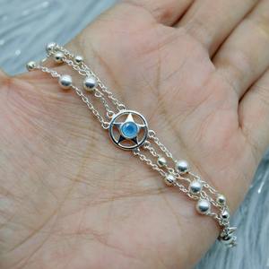 Aqua Chalcedony Opal Silver <b>Bracelet</b> Gold Gemstone Bangle Elegant Jewelry For Women - Product Image 1