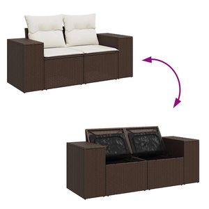 Ensemble de canapés de jardin en rotin PE marron 6 pièces avec coussins - Product Image 6