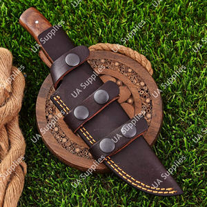 Cuchillo de Supervivencia EDC de Acero de Damasco Hecho a Mano con Hoja Fija de Madera de Palisandro, Punta de Gota, para Bushcraft y Camping, con Funda, Espiga Completa, Grado Industrial, OEM OBM - Product Image 6