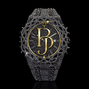 Montre de luxe Royal Thorne 44 mm à quartz avec diamants, cadran en cristal de saphir de Shanghai, entièrement sertie de diamants, fermoir dissimulé, boîtier en acier inoxydable pour homme - Product Image 6