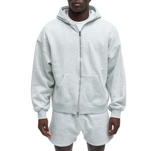 Conjuntos de Sudadera con Capucha y Pantalones Cortos para Hombre, Personalizados, de Alta Calidad, con Cordón Ajustable, Hombros Caídos, Cierre de Cremallera - Product Image 1