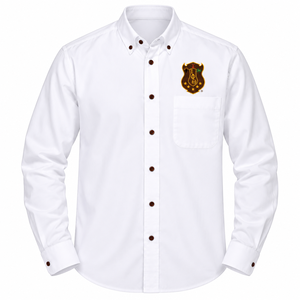 IOTA <b>White</b> Button-Up <b>Shirt</b> with Crest <b>Men's</b> <b>Long</b> <b>Sleeve</b> Collared Greek Fraternity Dress <b>Shirt</b> Brotherhood Formal Business Casual - Product Image 3