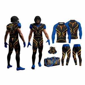 Custom Sublimation American Football Uniform Set Jersey Pants Compression <b>Gloves</b> Package Deal OEM ODM Low MOQ Short Sleeve - Product Image 4