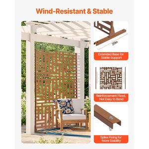 Schermo per la privacy da esterno 119,4 cm L x 193,5 cm A, divisorio autoportante a 3 pannelli, schermo decorativo da giardino in metallo tagliato al laser - Product Image 3
