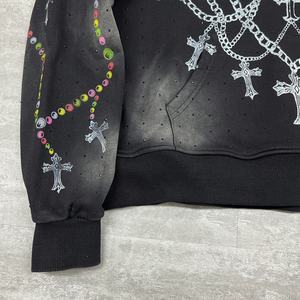 Sudadera con Capucha Personalizada de Última Moda, 100% Algodón, con Cierre, para Invierno, Estilo Urbano, con Pedrería, Sudadera de Alta Calidad para Hombre - Product Image 4