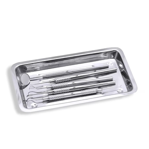 Plateau à instruments carré manuel en acier inoxydable GUJJAR SURGICAL 22x11x2cm, qualité 304, pour laboratoire, usage dentaire et chirurgical, certifié CE - Product Image 1