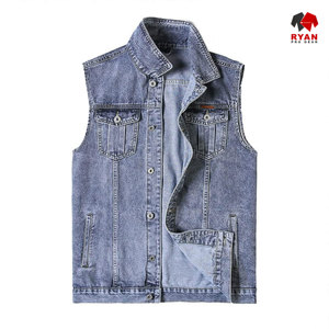 เสื้อกั๊กยีนส์แบบกำหนดเองสำหรับผู้ชาย ยี่ห้อ Ryan Pro Gear ผ้าระบายอากาศได้ดี พร้อมโลโก้แบบกำหนดเอง ดีไซน์ ODM - Product Image 3