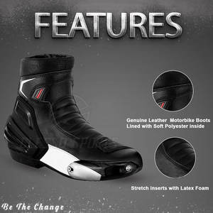Botas de Motociclismo de Cuero, Antideslizantes, Impermeables, para Hombre - Product Image 2