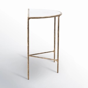 Mesa auxiliar estrecha contemporánea con patas de estilo rama delgada, soporte de exhibición para sala de estar, blanco y dorado - Product Image 6