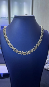 Collar de Moissanita con Eslabones Florales, Elegante Cadena con Apariencia de Diamante, Joyería de Lujo para Novias, Regalo Ideal - Product Image 2