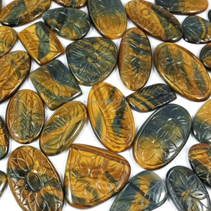 Wholesale Tiger Eye Carving Cabochon Natural Loose Gemstone Mix Shapes and Sizes Customized for Jewelry Making - Product Image 6