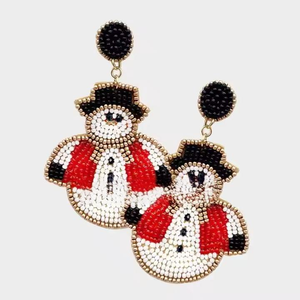 Joyería Navideña Bordada a Mano con Flores de Algodón, Diseño Colorido Rojo, Blanco y Negro, Temática Festiva - Product Image 1