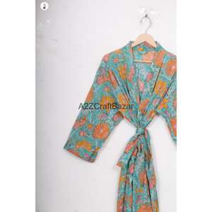 Kimono Ligero de Algodón para Mujer, Estampado Floral, Talla Única, Ropa de Playa, Cubre Bikini, para Verano y Otoño, Ropa de Dormir - Product Image 5