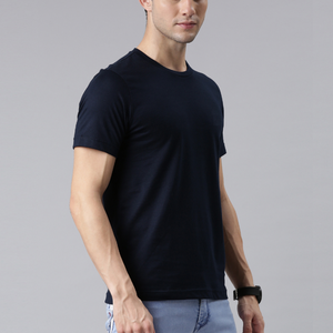 T-shirt en coton uni à manches courtes et col rond pour homme, coupe classique, 320g, de haute qualité, écologique, décontracté - Product Image 3