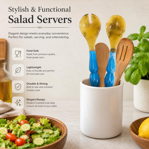 Ustensiles de service pour salade FAIZA CRAFT de haute qualité, en résine écologique, avec tailles et couleurs personnalisables, compatibles lave-vaisselle et micro-ondes - Product Image 4
