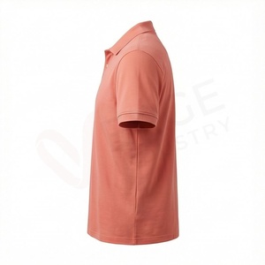 Polo de Manga Corta para Hombre, Color Coral, Estilo Casual, Transpirable, Corte Regular, Diseño de Punto Sólido - Product Image 3