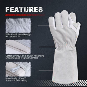 Gants de soudage en cuir de haute qualité, résistants à la chaleur, pour soudeurs - Vente en gros OEM par le meilleur fabricant - Product Image 4