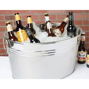 Cubeta Ovalada de Acero Galvanizado para Hielo, Enfriador de Bebidas, Cubo Metálico para Vino, Enfriador de Cerveza, Decorativa Maceta para Jardín con Asas - Product Image 6