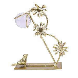 Escultura moderna de bola de cristal dorada con base de hierro, esfera de vidrio transparente decorativa, adorno de lujo para mesa, hogar, oficina, decoración de bodas - Product Image 6