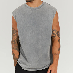Chalecos sin mangas para hombre, estilo urbano, de punto transpirable, con efecto desgastado y lavado ácido, al por mayor, precio económico, OEM - Product Image 4